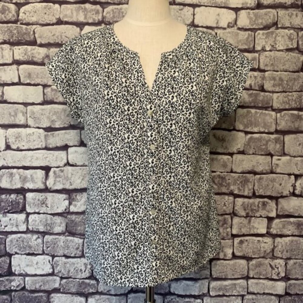 Bobeau Black & White Blouse Size Large - Picture 1 of 9